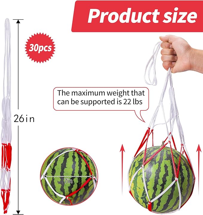 Iceyyyy 30 Packs Watermelon Hammock Mesh Bags-2 Colors Melon Hanging Net Bag-Heavy Duty Trellis Hammock Net for Watermelon,Pumpkin and Cantaloupe