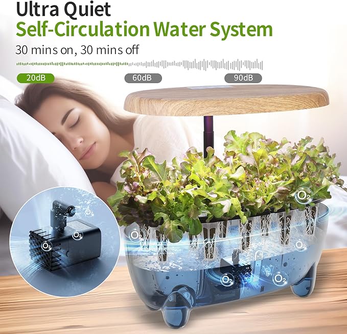 12 Pods Hydroponics Growing System Indoor Herb Garden with LED Growth Lamp Smart Water Pump Plant Germination Kit (No Seeds) Home Kitchen, Gift Ideas for Women Men