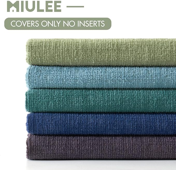 MIULEE Teal Couch Pillow Covers 20x20 Inch, Set of 2 Soft Chenille Decorative Square Throw Pillow Covers Farmhouse for Sofa Living Room Bed