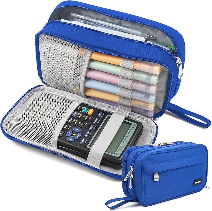 Pencil Case Big Capacity Pen Pouch Large Storage Holder Marker Pen Bag Durable 3 Compartment School Office Desk Organizer Portable Cute Zipper Stationery for Kids Teen Student Boys Girls Adults