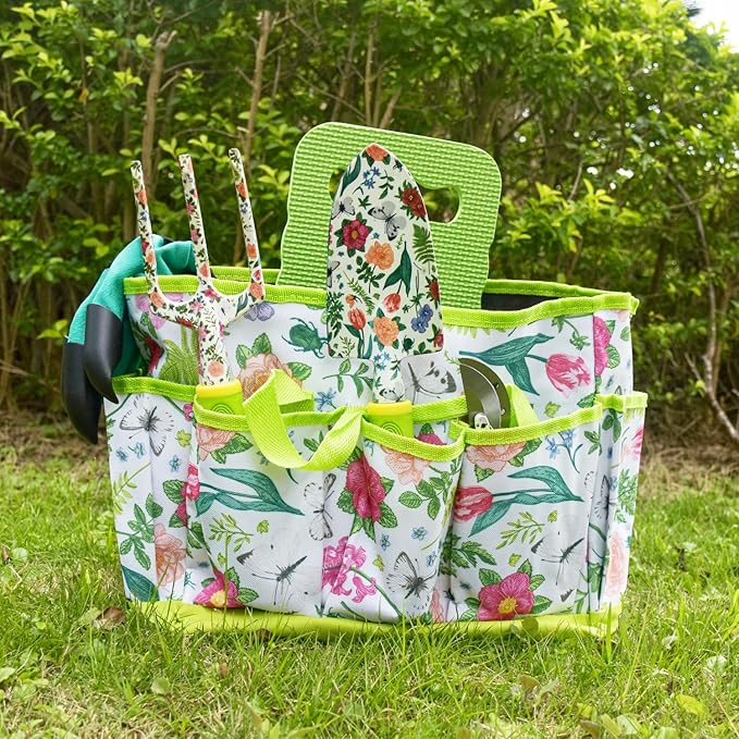 Garden Tool Set 9 Piece Heavy Duty Aluminum Gardening Hand Tools Kit Cute Gardening Supplies with Non-Slip Rubber Grip Gift for Women/Parent