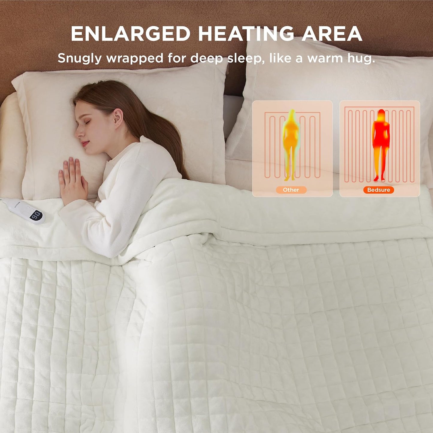 Bedsure Electric Blanket Full Size - Heated Weighted Blanket Full with 6 Heat Settings, Fasting with 10 Time Settings & 8 Hours Auto-Off (72x84 inches, Ivory)