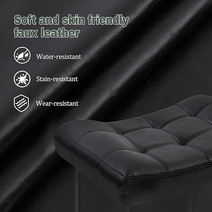 Black Modern Bar Stools Set of 3 for Kitchen Counter 24 inch Counter Height Backless Barstools with Upholstered Faux Leather Saddle Seat and Metal Frame Industrial Bar Chairs