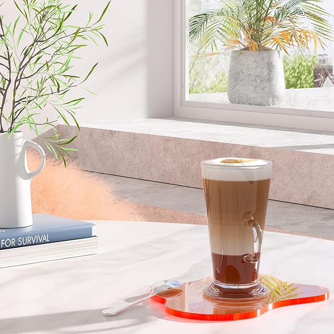 Acrylic Coaster Decorative Plates,Coral Pink Bar Drink Coaster, Clear Cloud Shape Coffee Cup Coaster, Perfect for Tabletop Protection and Accessories Display.(Coral Pink)