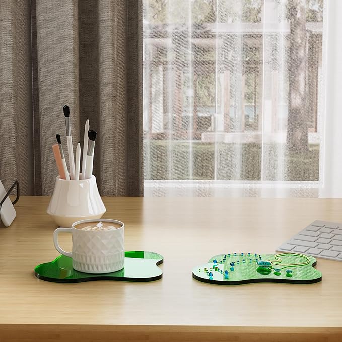 Acrylic Coaster Decorative Plates, Dark Green Bar Drink Coaster, Clear Cloud Shape Coffee Cup Coaster, Perfect for Tabletop Protection and Accessories Display.(Dark Green