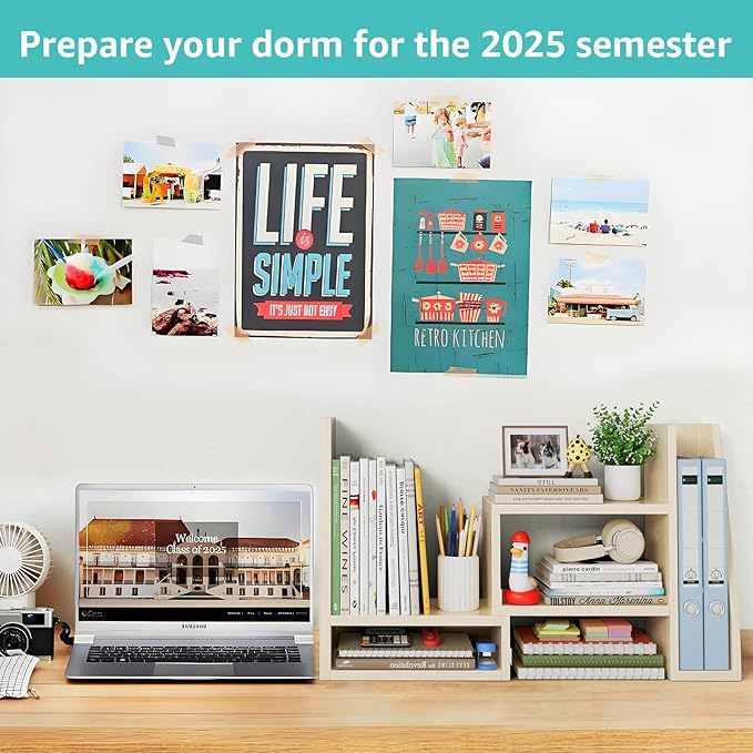 Desktop File Organizer Desk Organizer Shelf - Wooden Office Organization Shelves for Top of Desk Organizers and Accessories Corner Bookshelf Table Top Shelving Small Hutch Decorations for Women Office