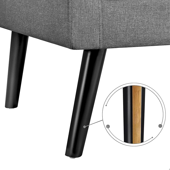 Yaheetech Modern Living Room Chair, Mid-Century Armchair Button Tufted Back and Wood Legs, Vintage Lounge Chair for Bedroom/Home Office/Study, Gray