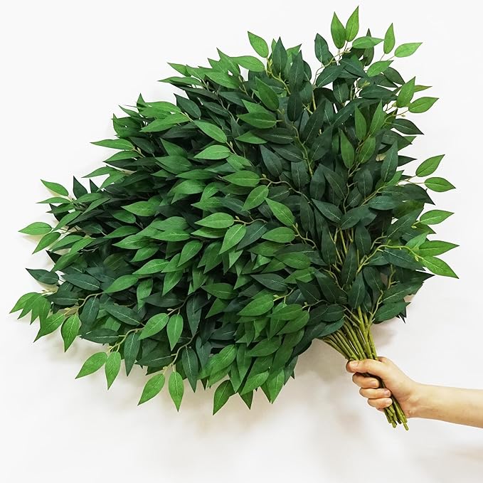 40pcs Italian Ruscus Greenery 68cm Artificial Greenery Stems Leaf Greenery Garland for Wedding Arch Flowers Centerpieces Balloon Arch Home Decor