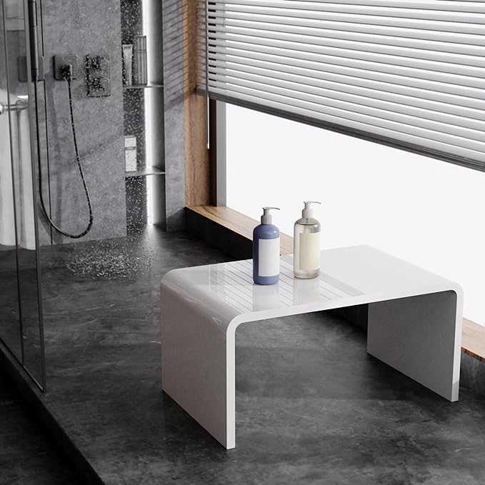 Acrylic Coffee Table for Small Couch, Premium Coffee Tables for Living Room, Modern Waterfall White End Table with Round Edges, Bedroom, Bathroom, Office (24"x15"x12")