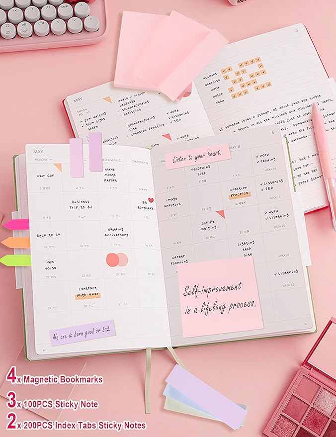 Pink Aesthetic School Supplies Set with 57Pcs Contains all the Daily Use Essentials Stationary for Students In the College