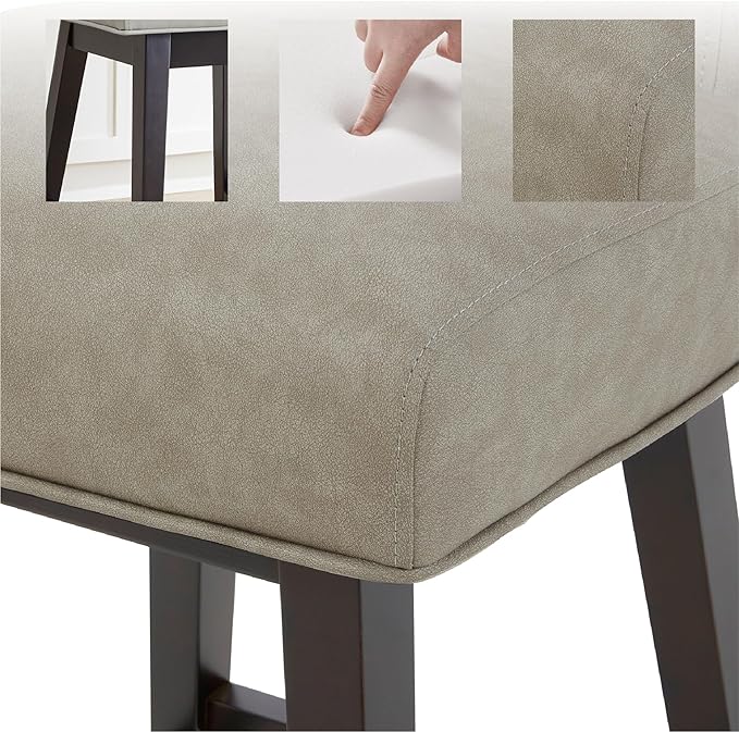 CHITA 26 Inch Counter Height Swivel Bar Stools Set of 3, FSC Certified Modern Upholstered Faux Leather Swivel Barstool Chair with Back, Stone Grey