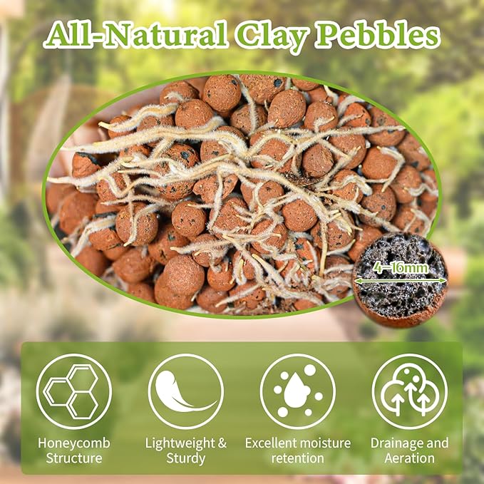 Legigo 19 LBS Organic Leca Clay Pebbles for Plants, 4mm-16mm 100% Natural Leca Balls for Indoor Plants, Hydroton Clay Pebbles for Plants Hydroponic Aquaponics Growing Orchid Drainage Terrarium