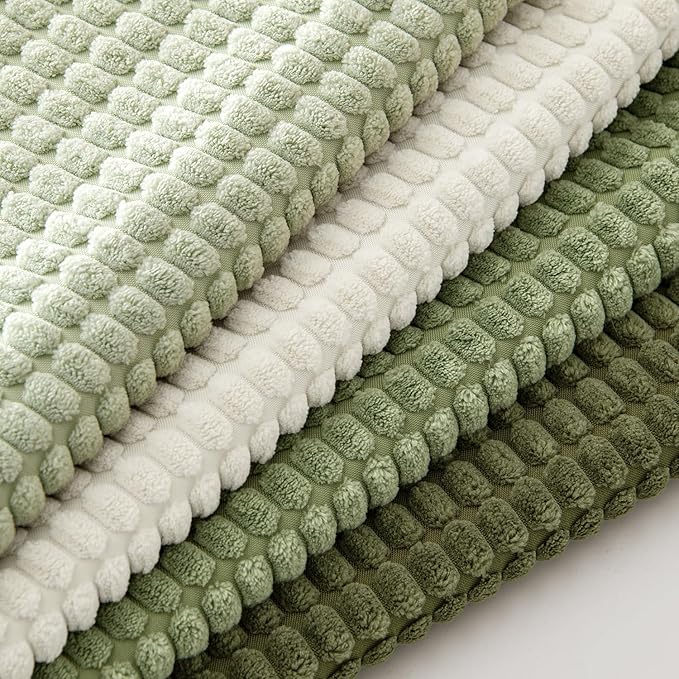 MIULEE Modern Farmhouse Decorative Lumbar Pillow Covers 18x18 Inch Set of 4 Natural Rustic Throw Pillows Neutral Warm Soft Corduroy Couch Pillowcases Home Decor for Sofa Living Room Bed Light Green