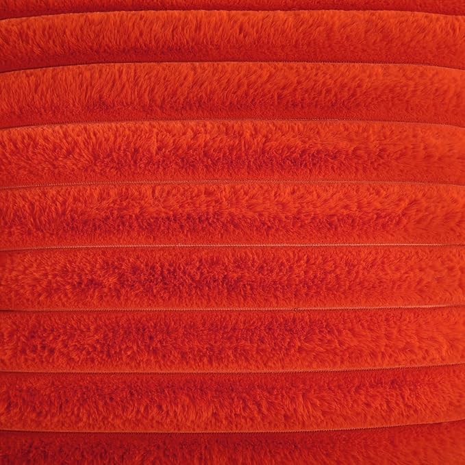 FUTEI Burnt Orange Striped Decorative Throw Pillow Covers 24x24 Inch Set of 2,Square Fall Decorations Couch Euro Pillow Case,Soft Cozy Faux Rabbit Fur & Velvet Back,Modern Home Decor for Bed