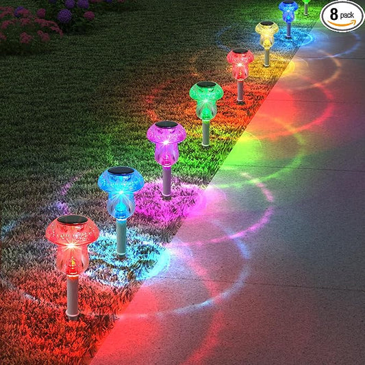 Solar Lights Outdoor, 8 Pack Mushroom Lights Outside Waterproof, Solar Powered LED Lighting for Garden, Yard, Landscape, Path, Pathway, Lawn, Walkway, Driveway, Backyard Decor (Color Changing)