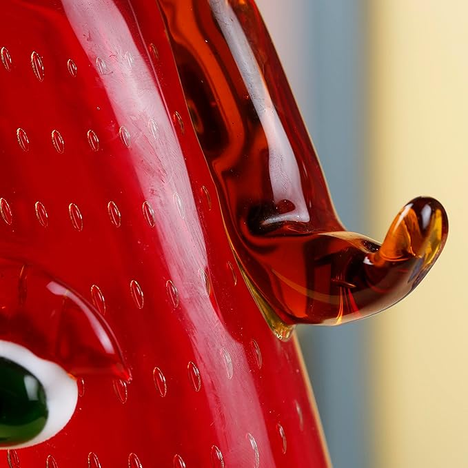 Yao Yuan Murano-Style Art Glass Vase with a Face - 12.6" Tall Mouth-Blown Artistic Sculpture with Vibrant Colors & Accents - Rich Colored Home Décor