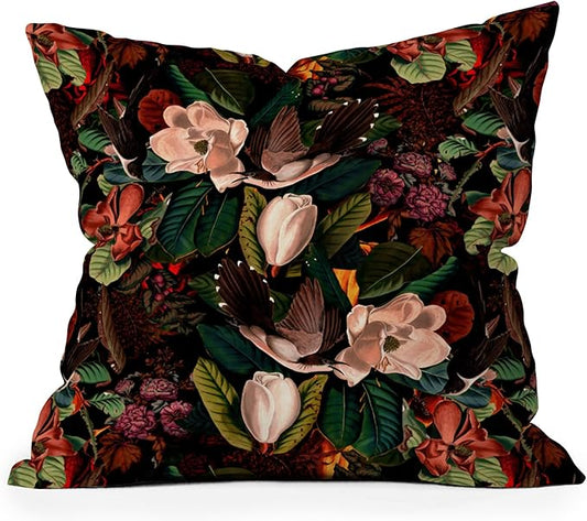 Society6 Floral and Birds X II Throw Pillow Insert-Home Decor by Burcu Korkmazyurek, 16" x 16"
