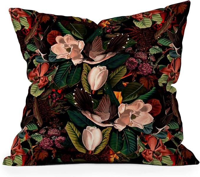 Society6 Floral and Birds X II Throw Pillow Insert-Home Decor by Burcu Korkmazyurek, 20" x 20"