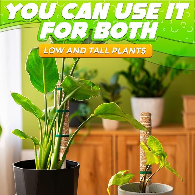 2 Pack Moss Pole Monstera Plant Support 12” Each Moss Plant Pole Moss Poles for Climbing Plants Monstera Support Pole Plant for Indoor Plants Moss Sticks for Indoor Plants Climbing Plant Poles
