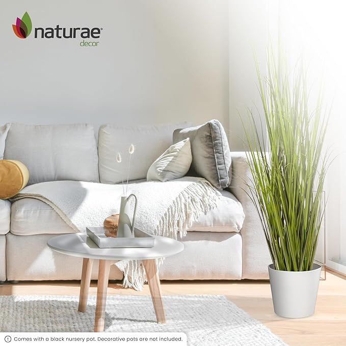 Naturae Decor 47” Tall Realistic Artificial Grass, Outdoor & Indoor Potted Plant – Fake Grass Decor for Home, Office & Patio, Durable & Low-Maintenance