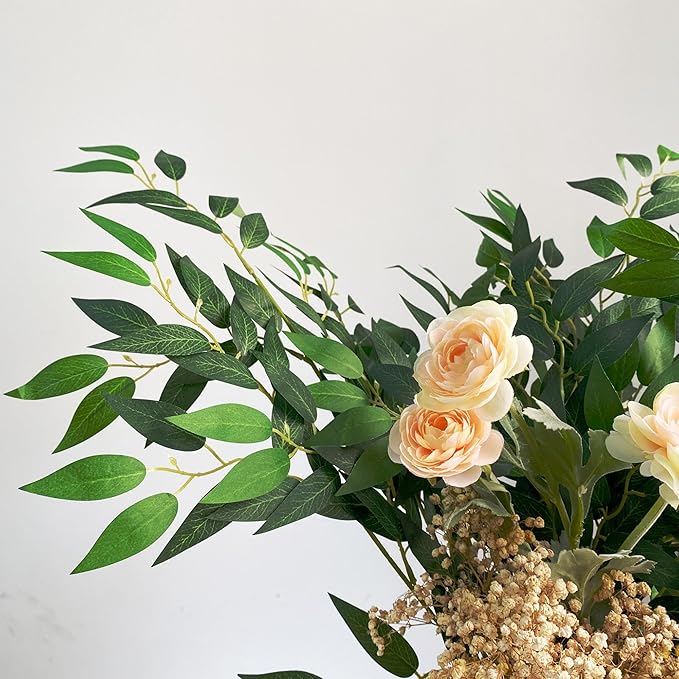 56pcs Italian Ruscus Greenery 68cm Artificial Greenery Stems Leaf Greenery Garland for Wedding Arch Flowers Centerpieces Balloon Arch Home Decor