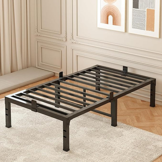 FUIOBYVV Twin Bed Frames,16 Inch Heavy Duty Metal Platform Bed Frame Twin Size Support Up to 3500 lbs,No Box Spring Needed,Headboard Compatible,Steel Slat Support,Noise Free,Easy Assembly