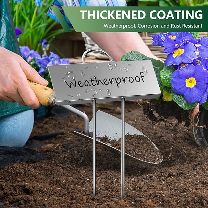 30-Pack Metal Plant Labels Weatherproof Garden Markers,Height 10.6'', Label Area 3.5''X 1.2'' Reusable Nursery Tags for Vegetables Herb Flower Seed Greenhouse - Zinc