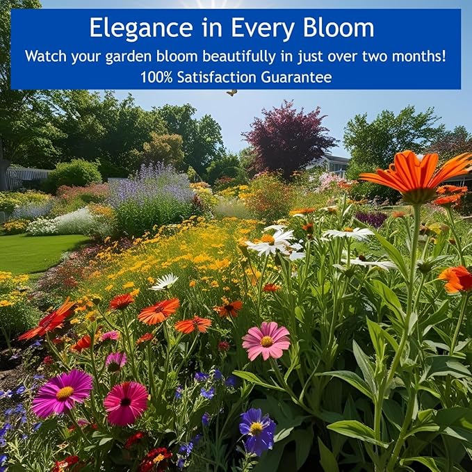 Perennial Wildflower Seeds – GevaGrow 1oz Packet Covers 100 Sq Ft | 20 Species of Non-GMO, Organic Flowers | High Germination, Pure Seed Mix for Outdoor Planting, Gardens, Pollinators & Bees