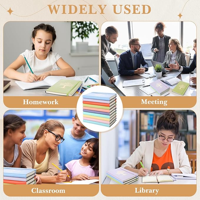 10 Pack Lined Journal Notebook A5 Leather Hardcover Journals for Writing 200 Pages 10 Colors Notepad for Travel Work School Office Business Note Taking Diary 5.7" x 8.3" (Vibrant Color)