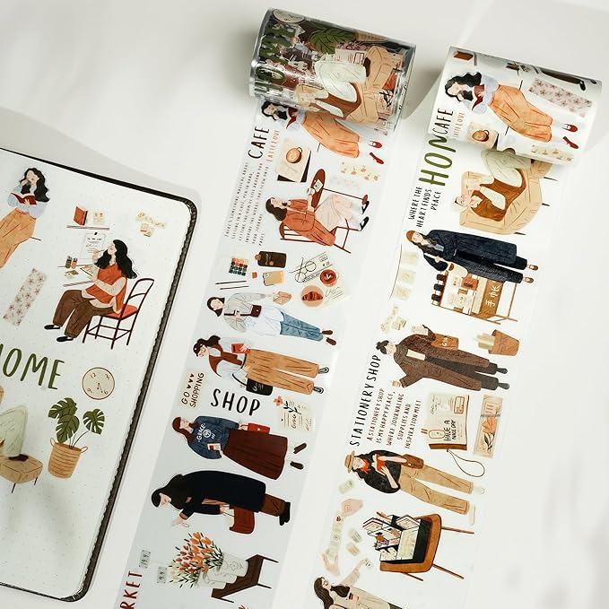 WT Pre-Cut Planner’s Day Washi Tape Set, 2 Rolls, Original Designs, Decorative Masking Tape for Journals, Planners, Scrapbooking, DIY Paper Projects