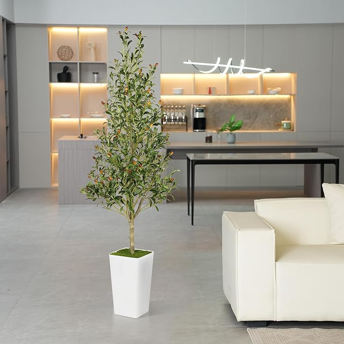 Artificial Olive Tree 6ft with Aesthetic Design Large Tall Fake Plant Faux Silk Floor Plants for Home Living Room Bedroom Office Patio Decor Indoor