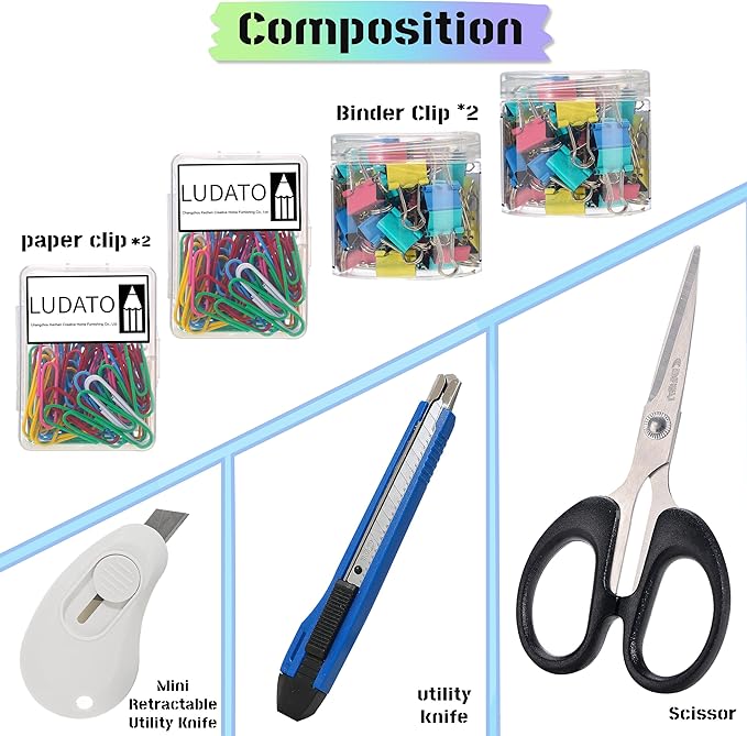 39pcs Office Supplies Set - Desk Accessory Kit with Pen Holder Stapler Staples Staple Remover and Paper Clips - Complete Office Stationery Set for Home or Work