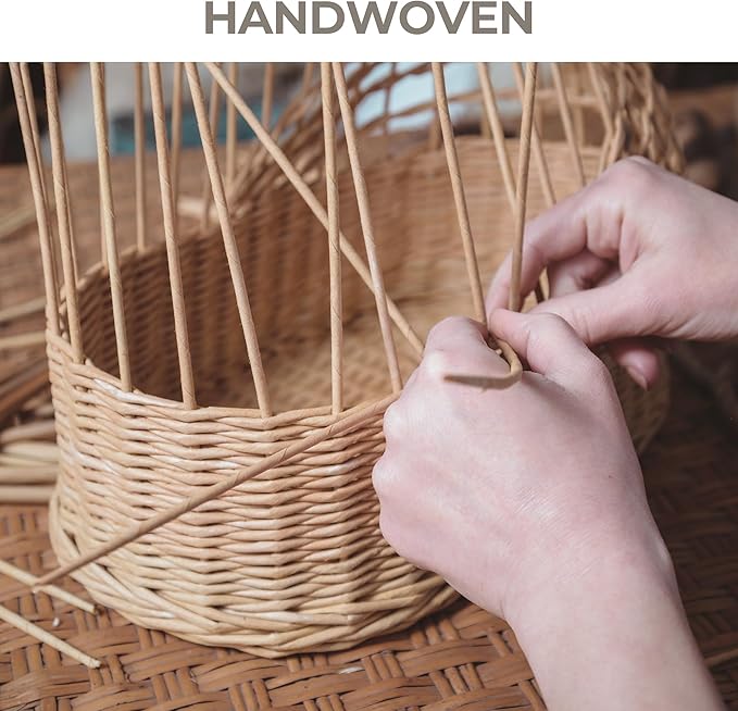 GRANNY SAYS Wicker Baskets for Organizing, Storage Basket for Shelves, Shelf Baskets with Handles, Waterproof Woven Basket for Living Room, Rectangular Baskets for Entryway, 2-Pack