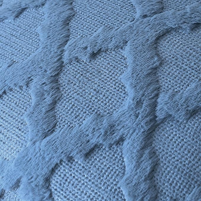 Set of 2 Soft Moroccan Throw Pillow Covers 18x18 Inch Plush Boho Decorative Pillow Cover Accent Cushion Case for Couch Sofa Bed, Grey Blue