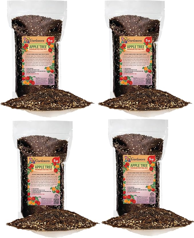 Premium Apple Potting Soil Mix - Optimal Nutrient-Rich Blend for Thriving and Juicy Apples - 20 Quart