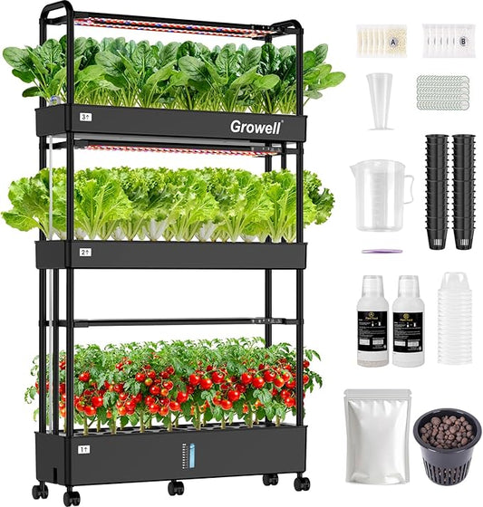 Large Basket Hydroponics Growing System Kit, 48 Pods Vertical Hydroponic Garden with 2 Grow Light Modes, Auto Circulating Water System, 40L Indoor Gardening System for Herb Vegetable Fruit