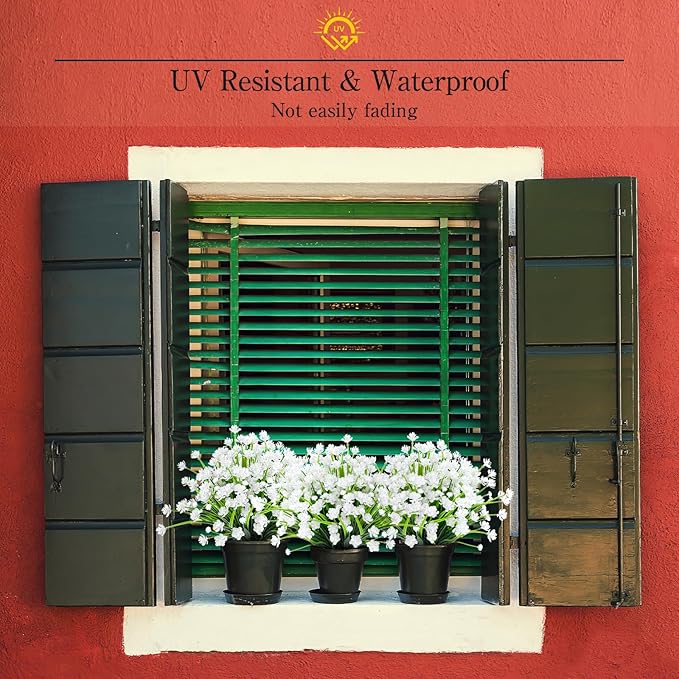 AGIRL 12 Bundles Artificial Flowers for Outdoor,No Fade Fake Plastic Flowers Faux Plants for Decoration Hanging Planters Indoor Outside Garden Porch Window Box Home Wedding Farmhouse