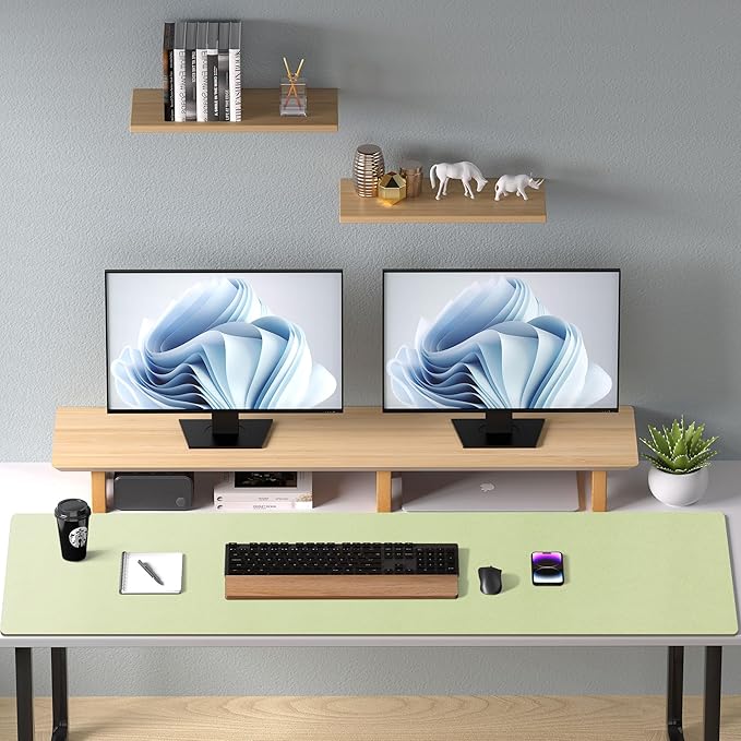 Aothia Faux Leather Desk Mat – Large Mouse Pad, Non-Slip PU Leather Blotter, Waterproof Writing Surface for Office and Home (Grass Green, 47.2" x 23.6")