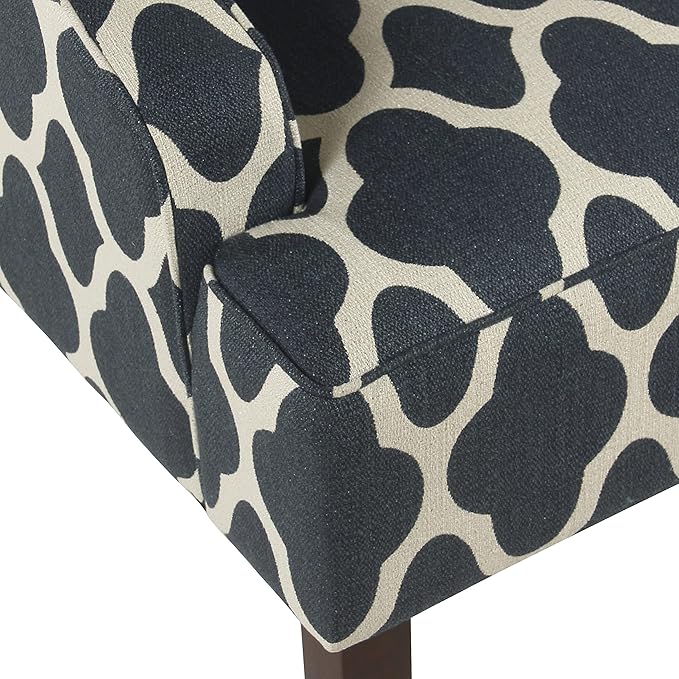 Homepop Home Decor | Upholstered Classic Swoop Arm Accent Chair | Accent Chairs for Living Room & Bedroom | Decorative Home Furniture, Dark Navy Geometric