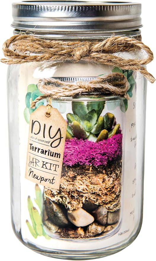 SuperMoss (90412) Terrarium Jar DIY Kit – Build Your Own Mini Garden in a Jar, Idea for Budding Gardeners, Creative Kids & Plant Lovers of All Ages, 32oz, Newport