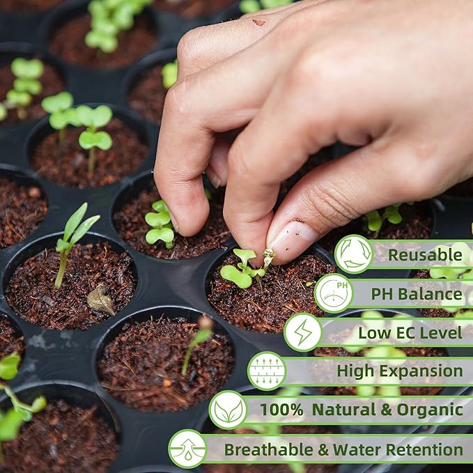 Coco Coir Brick for Plants, 4 Packs 100% Natural Organic Compressed Coconut Coir Fiber with Low EC & PH Balance, High Nutrition Coconut Soil Coco Fiber for Planting, Herbs