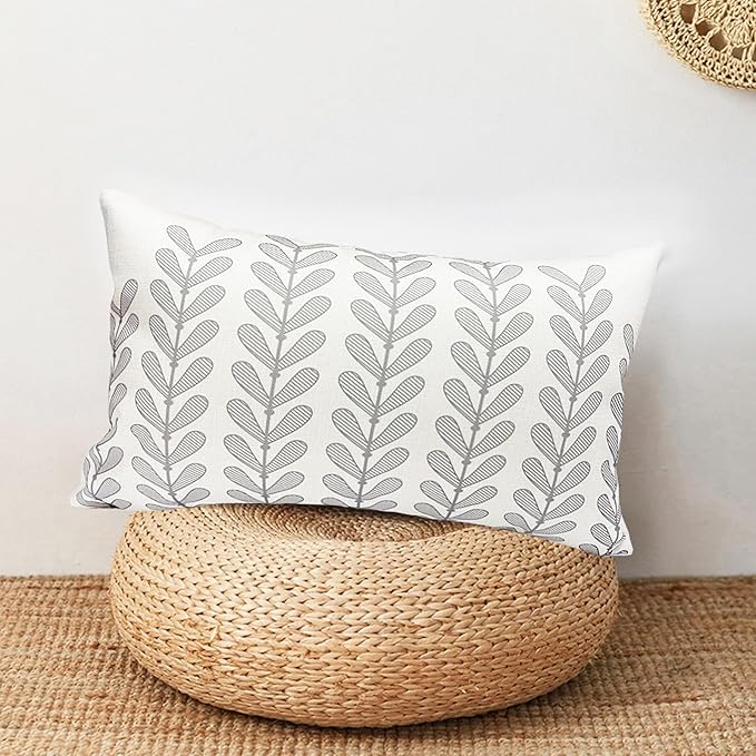 Decorative Throw Pillow Covers Set of 2 Light Gray Pillow Covers 12x20 Inch Throw Pillow Cover Linen Pillowcase Modern Boho Farmhouse Outdoor Pillow Covers for Couch Sofa Bed Living Room