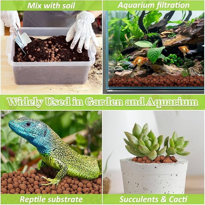 4 LBS Natural Leca Clay Pebbles for Plants- 4-16mm Expanded Clay Leca Balls for Indoor Plants, Hydroton Clay Pebbles for Plants Hydroponic & Aquaponics Growing, Orchids, Drainage, Terrarium