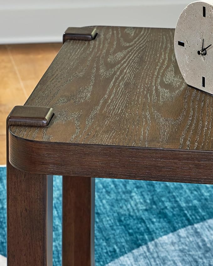Signature Design by Ashley Breckington Contemporary End Table with Lower Shelf, Dark Brown