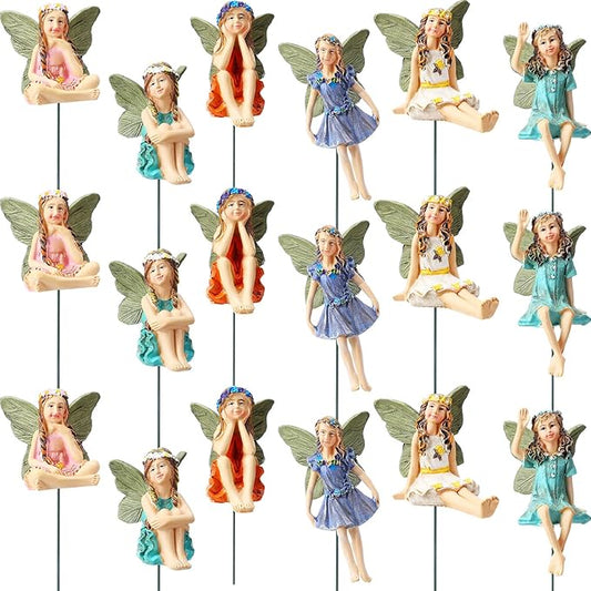 Yulejo 18 Pieces Garden Miniatures Fairies Mini Figurine Fairy Accessories Outdoor Decor for Garden Yard Lawn Supplies