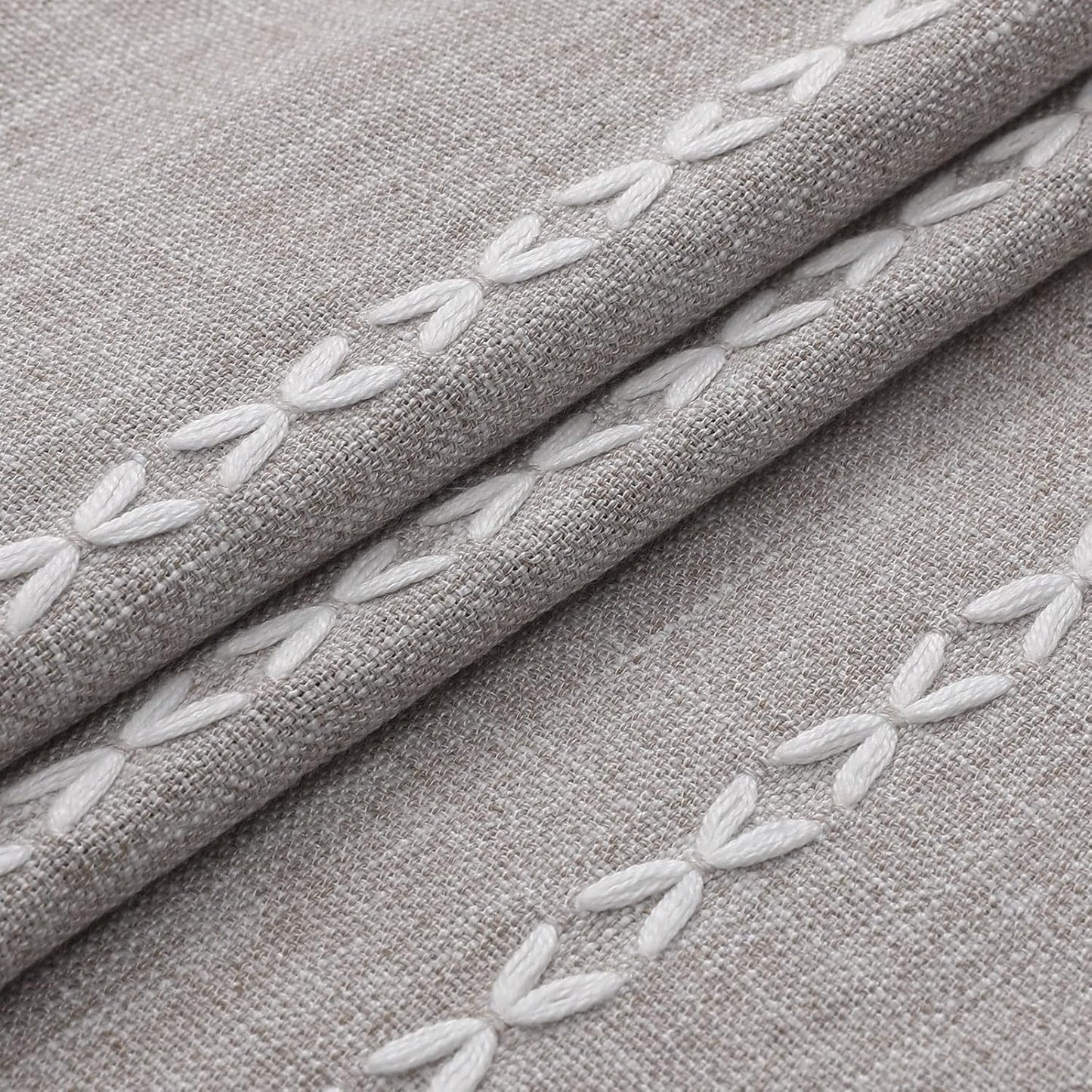 MitoVilla Boho Extra Long Shower Curtain 72 x 84, 84 inch XL Cotton Linen Tassel Fabric Shower Curtains for Vintage Country Farmhouse Bathroom Decor, Thick & Wrinkle Resistant, Brown Grey