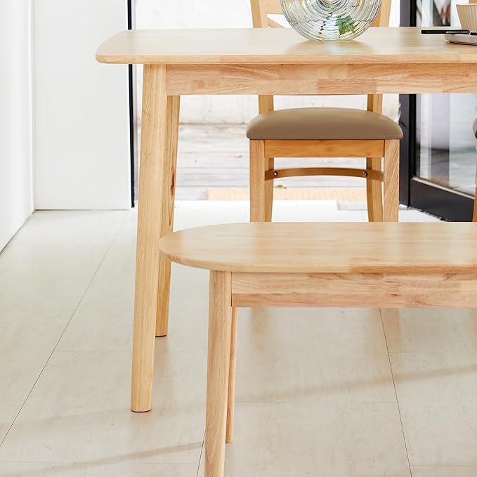 Livinia Aslan 70.9" Malaysian Oak Rectangular Wooden Dining Table/Large Solid Wood Kitchen Desk (Natural Oak)