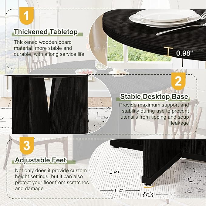 NicBex 39 Inch Round Dining Table for 4, Wooden Small Dinner Table Farmhouse Kitchen Tables with X-Shaped Stable Pedestal for Dining Room, Kitchen, Living Room，Black