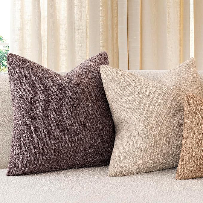 Foindtower Pack of 2 Textured Boucle Throw Pillow Covers Accent Solid Decorative Lumbar Pillow Cases Cozy Soft Couch Cushion Case for Chair Sofa Bedroom Living Room Home Decor 12x20 Inch Dark Purple
