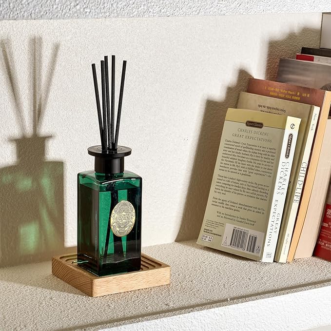 M&SENSE 6.9 oz Large Reed Diffuser Set | Evergreen Pine Scent Oil Diffuser with Sticks | Hotel Collection Non-Toxic Essential Oil |for Bedroom Bathroom Living Room